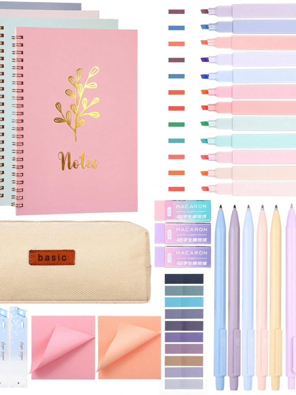 36 Pcs Spiral Notebook Stationary Set, Aesthetic School Supplies For Women, Back